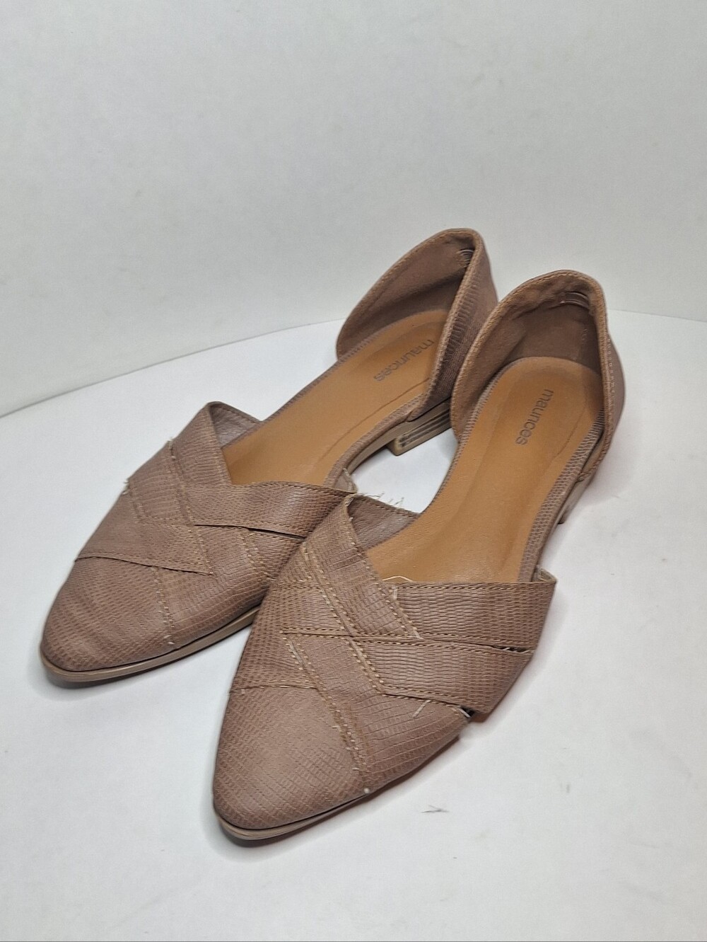 Maurices Shelby Tan Snakeskin Pointed Toe d'Orsay Flats Womens Size US 9.5